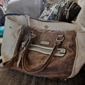 Dana Buchman Two-Tone Shoulder Bag in Brown and Cream